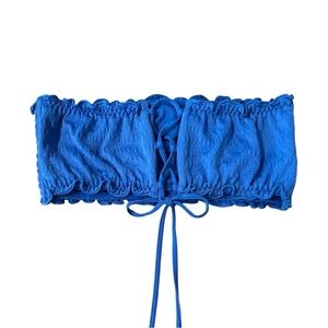 Cobalt Lace-Up Bandeau Bikini Top
